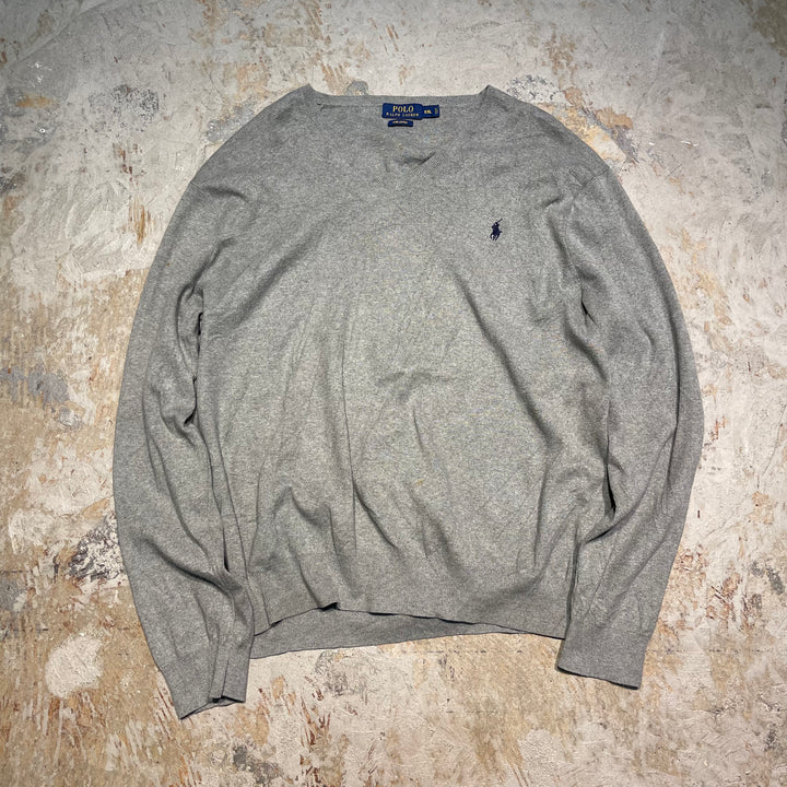 #3687古着/ラルフローレン/POLObyRalphLauren/コットンニット/Cottonknit/Vネック/サイズXXL