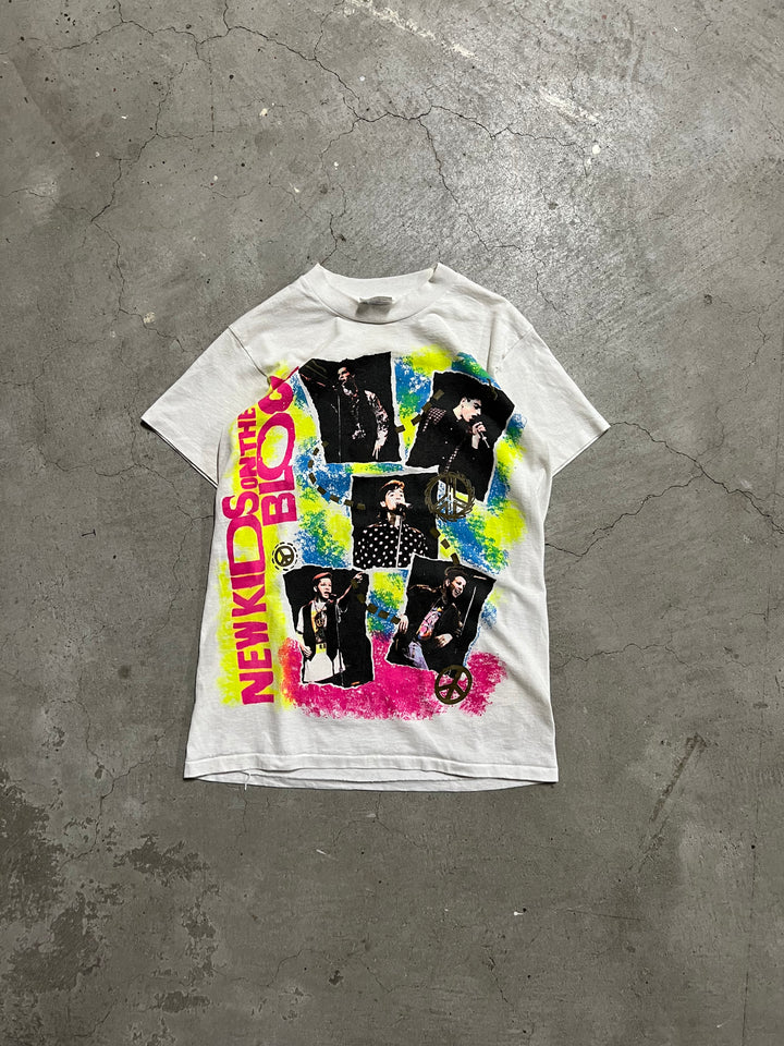 #MA62 古着 USA製 89's~ ヘインズ/ニュー・キッズ・オン・ザ・ブロック/ヴィンテージ シングルステッチ プリント Tシャツ/サイズS