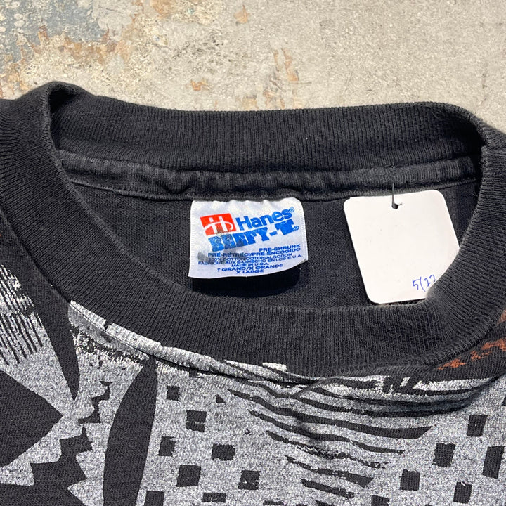 古着 90's ヘインズ/USA製 アフリカ/セヌフォ布 柄/アート系/ヴィンテージ シングルステッチ プリントTシャツ/サイズXL