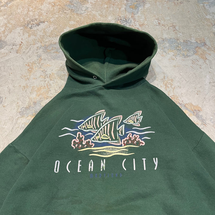 #4133 古着 JERZEES/ジャージーズ/Pull over Parker/プルオーバーパーカー/OCEAN CITY/MADE IN U.S.A/サイズXL