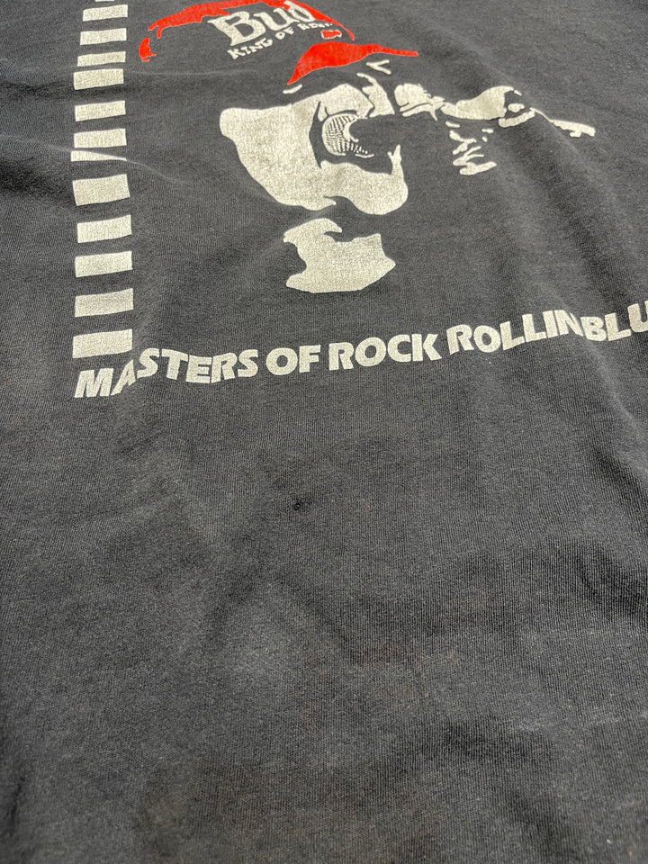 #MA155 古着 USA製 ~90's / THE JUKE JOINTS/ジューク・ジョンツ / masters of rock rollin blues / Budweiser/バドワイザー / BUD KING OF BEERS/ ヴィンテージ シングルステッチ プリントTシャツ/サイズXL相当