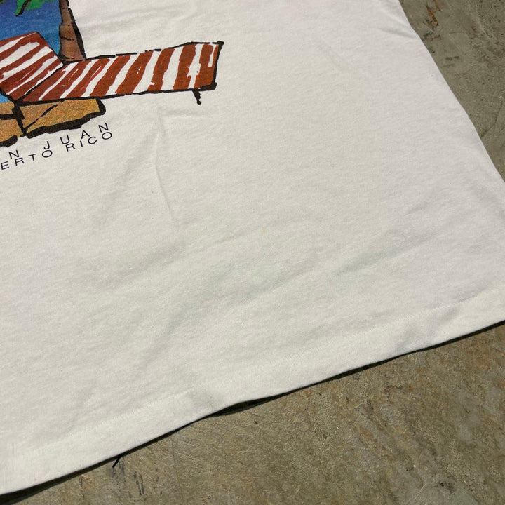 #4825 古着 90's Hanes/ヘインズ/プエルトリコ首都 サンジュアン/USA製/企業系/Tシャツ/ヴィンテージ/シングルステッチ/サイズL