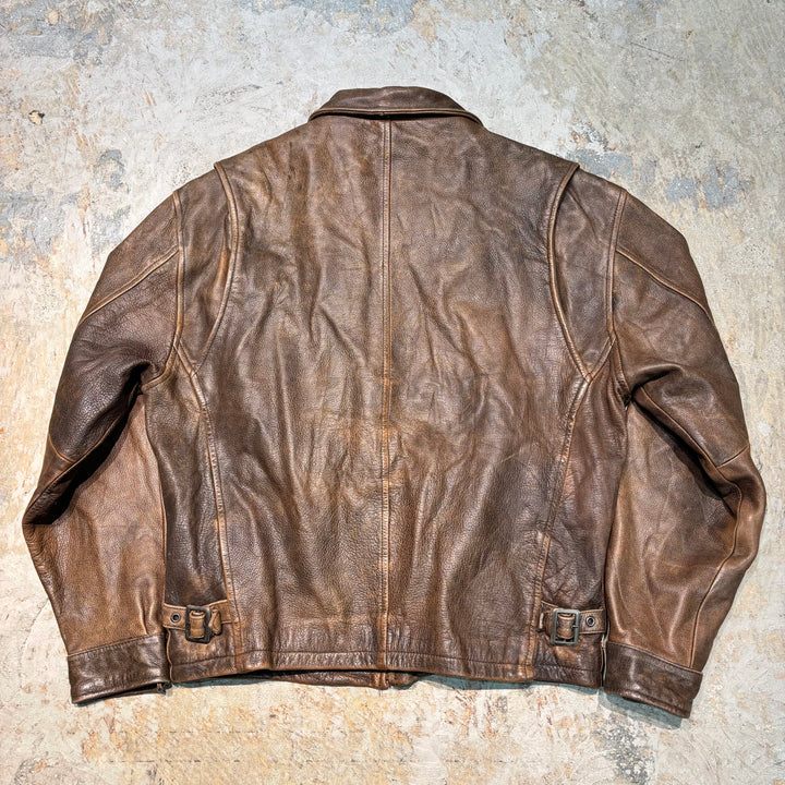 중고 의류 St.John'Sbay/ St. John 's Bay/ Genuine Leather Zip-Up Leather Jacket/ Cowhide/ Size XL