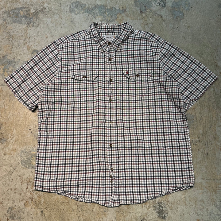 중고 의류 Carhartt/Carhartt/Button-Down Short Sleeve Shirt/Checked Pattern/Size 2XL