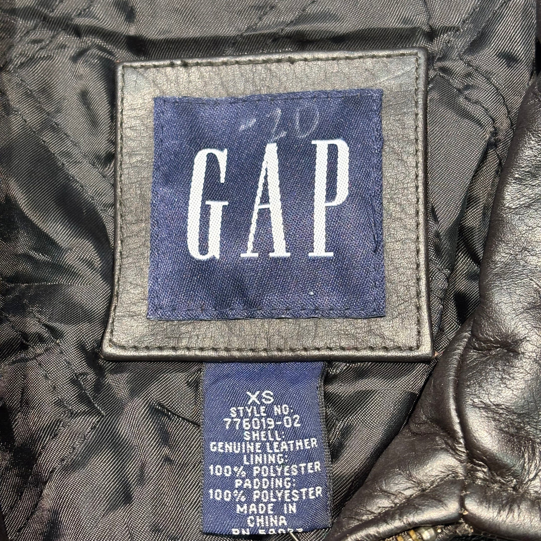 중고 의류 90 년대 갭/갭/정품 가죽 지퍼 업 가죽 재킷/소 가죽/크기 XS