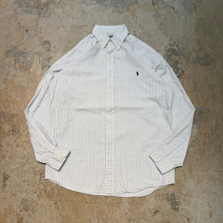 古着 POLO by Ralph Lauren/ ポロ バイ ラルフ ローレン/ ボタンダウン長袖シャツ/ ストライプ柄/ サイズM