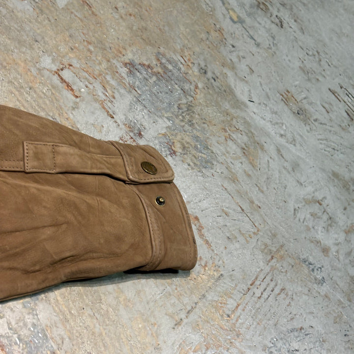 Used clothing 90's cabelas/Cabelas/ Genuine leather zip-up leather jacket/Half coat/Quilted lining/Cowhide/Size L
