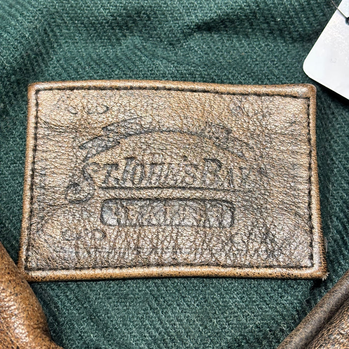 중고 의류 St.John'Sbay/ St. John 's Bay/ Genuine Leather Zip-Up Leather Jacket/ Cowhide/ Size XL