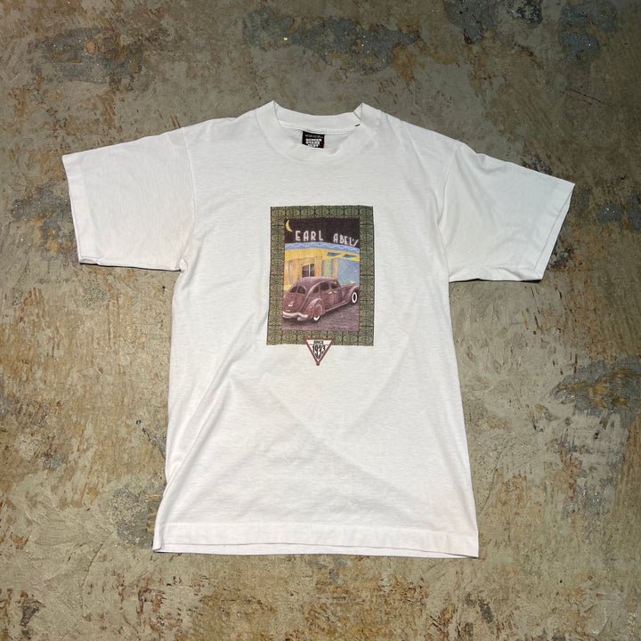 古着 90's スクリーンスターズ/アール・エイベルズ/テキサス州サンアントニオ/レストラン/ヴィンテージ シングルステッチ プリントTシャツ/サイズM