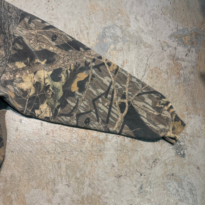 빈티지 저지/유니폼/실제 트리 패턴/하프 지퍼 스웨트 셔츠/크기 2xl