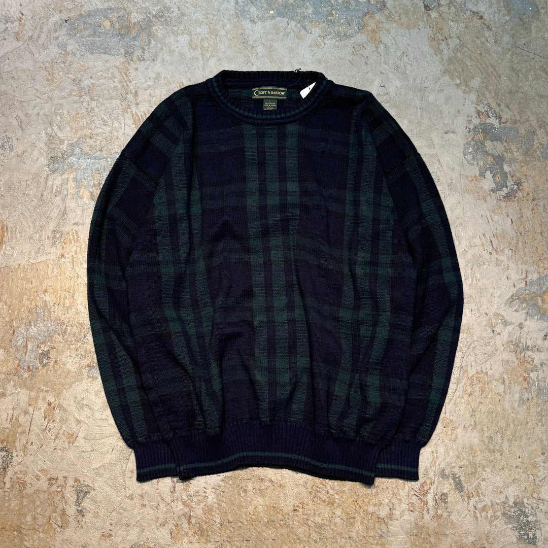 Used clothing CROFT&BARROW/Craft and Barrow/Crew neck knit sweater/Checked pattern/Size L