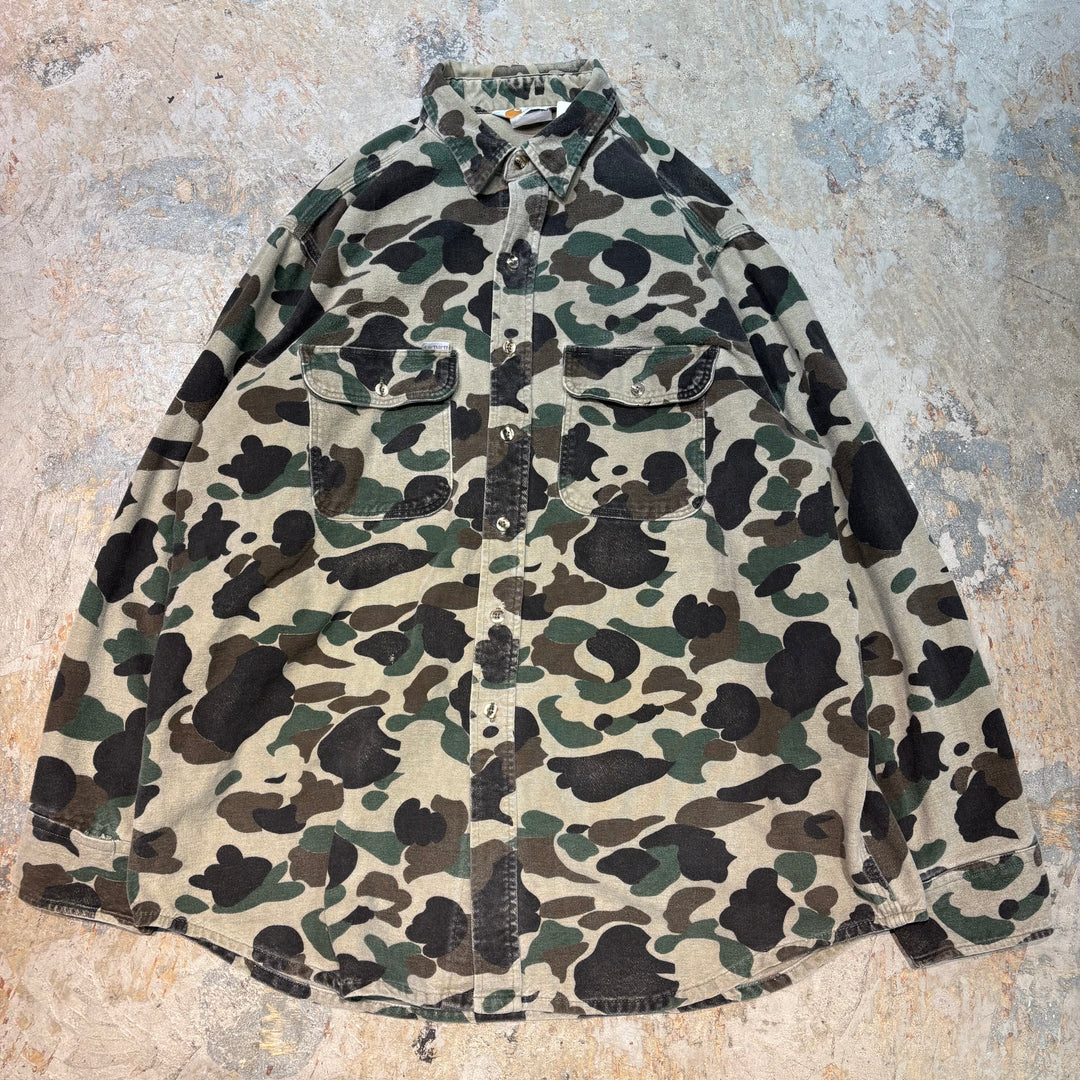 古着 80's〜 carhartt/カーハート/ ボタンダウン長袖シャツ/ 迷彩/ サイズXL相当