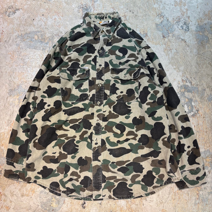 古着 80's〜 carhartt/カーハート/ ボタンダウン長袖シャツ/ 迷彩/ サイズXL相当
