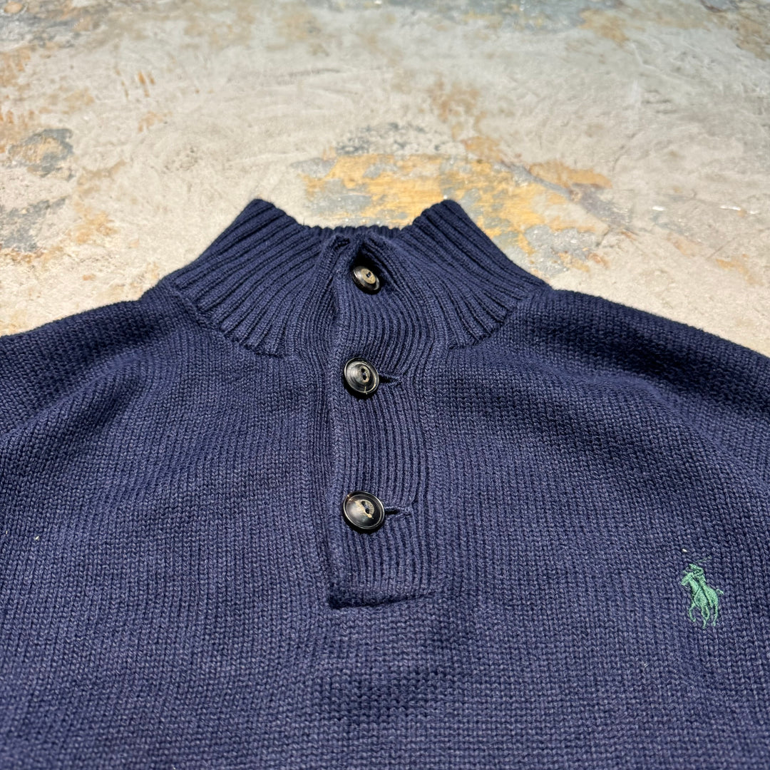 Used clothing POLO by Ralph Lauren/High button knit sweater/Size M
