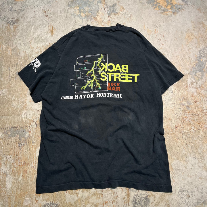 古着 90's カナダ製 FRUIT OF THE LOOM/フルーツ オブ ザ ルーム / バック・ストリート・ロック・バー / 382 MAYOR MONTREAL / reactor / ヴィンテージ シングルステッチ プリントTシャツ/サイズxl
