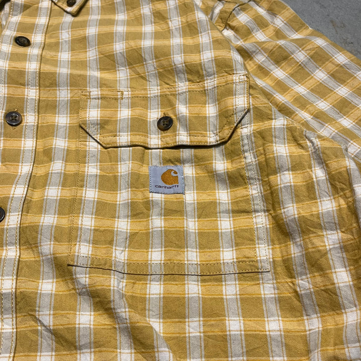 #4363 Used clothing Carhartt/Short Sleeve Button Down Shirt/Check/Size M
