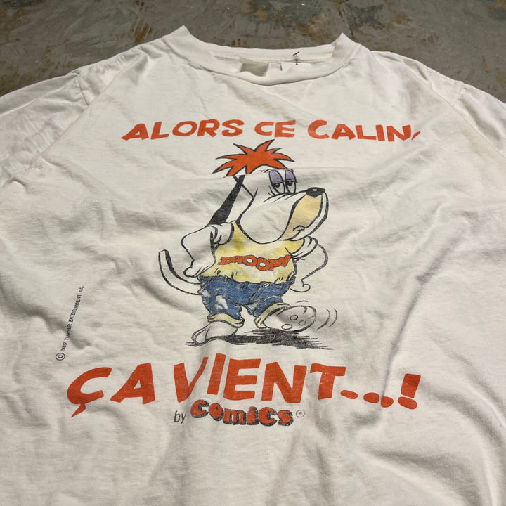 #4780 古着 80's DROOPY ドルーピー/カートゥーンアニメ トムとジェリー/ヴィンテージ シングルステッチ Tシャツ/サイズL