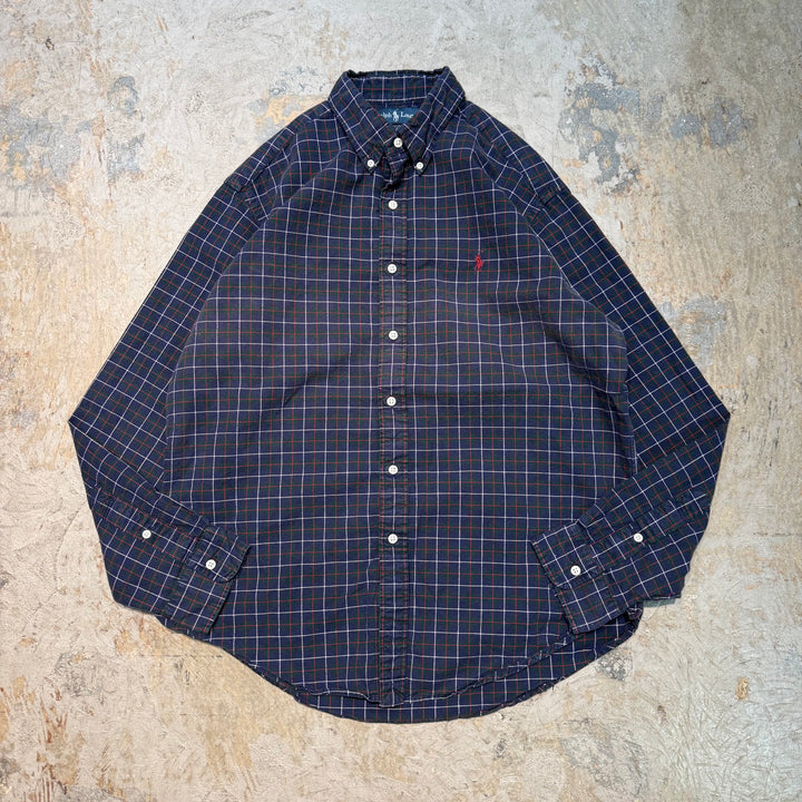 古着 Ralph Lauren/ ラルフ ローレン/ ボタンダウン長袖シャツ/チェック柄/サイズL