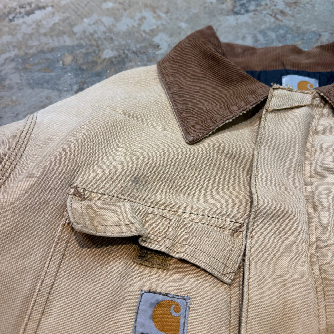 古着 carhartt/ カーハート/ トラディショナルコート/ 裏地キルティング/ 襟コーデュロイ/サイズ3XL相当
