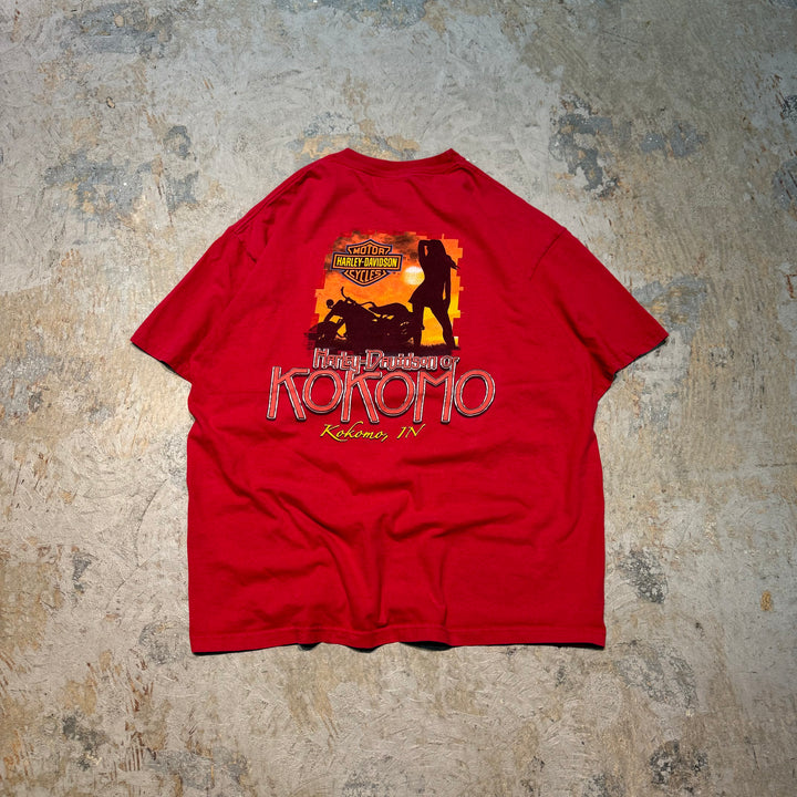 古着 USA製 Harley-Davidson/ハーレーダビッドソン/ プリントTシャツ / Too Tough to Die/ オートバイ ベイブ ココモ インディアナ /サイズXL
