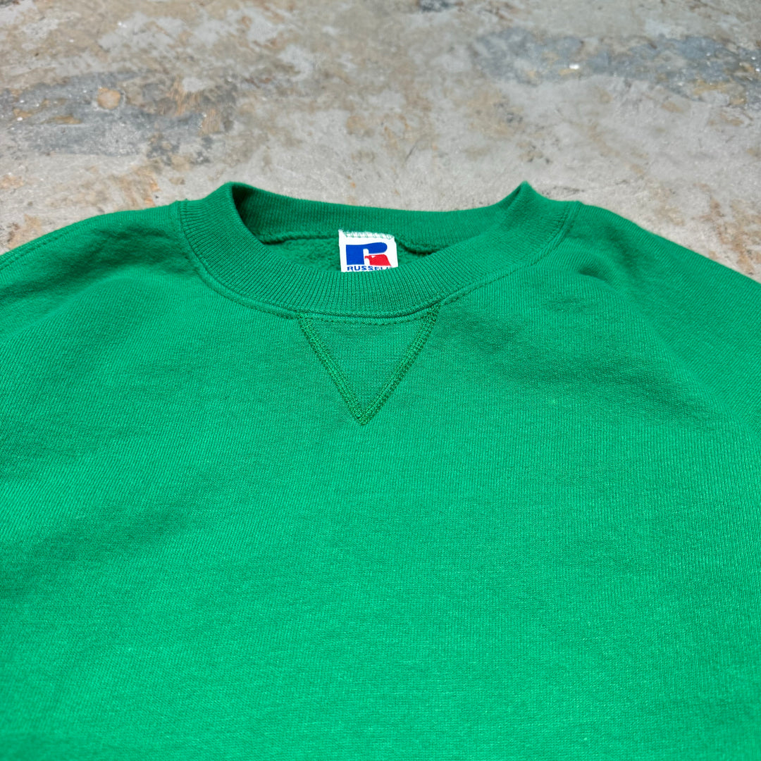 Used clothing Made in USA 80's~ RUSSELLATHLETIC/Russell Athletic/Crew neck blank wet/Plain/Size L