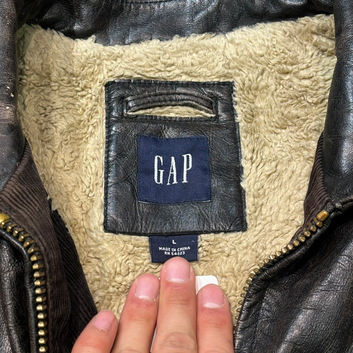 Used clothing GAP/Gap/Zip-up leather jacket/Boa lining/Short length/Size L