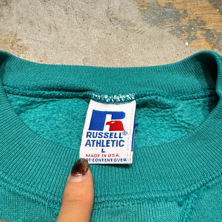 Used clothing 90's~ RUSSELLATHLETIC/Russell Athletic/Blank Crew Neck Sweat/Plain/Size L