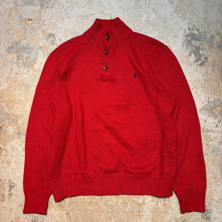 Ralph Lauren의 중고 의류 폴로/하이 버튼 니트 스웨터/크기 L