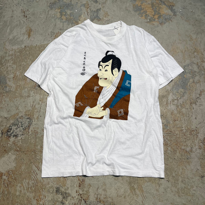 중고 의류 ukiyo-e/katsushika hokusai/일본 패턴/빈티지 싱글 스티치 인쇄 티셔츠/크기 L-XL에 해당합니다.