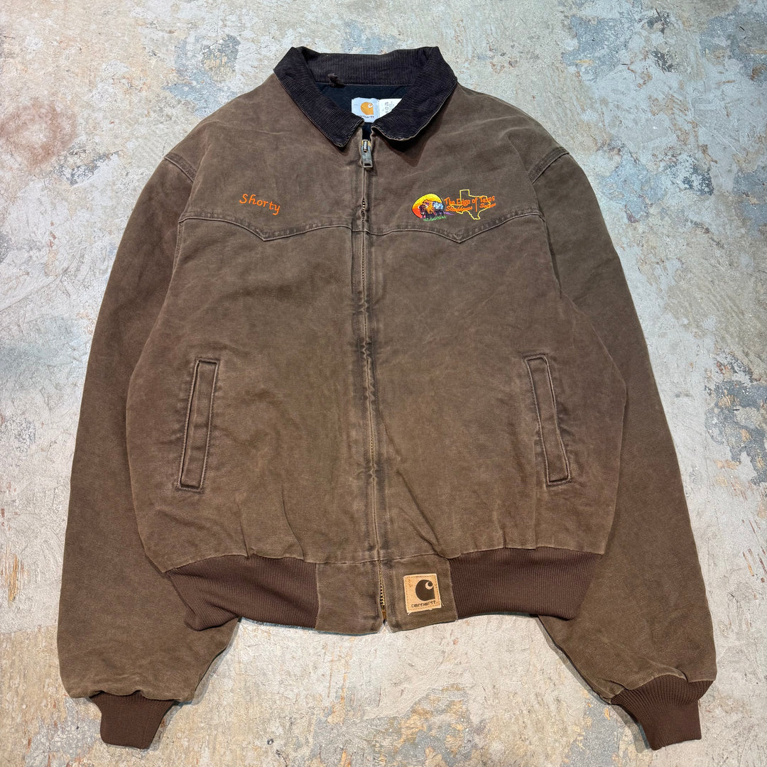 古着 Carhartt/ カーハート/ サンタフェジャケット/ ダック地/ 裏地キルティング/ 企業ロゴ/ 襟コーデュロイ/ サイズ2XL