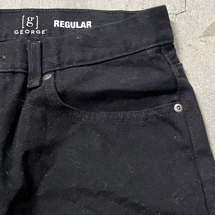 #4203 古着 GEORGE/Black Denim Pants/ブラックデニムパンツ/ストレートパンツ/サイズ33×32