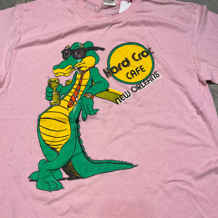 #4849 古着 90's~ コミック リリーフ/ハード クロック カフェ/USA製/ヴィンテージ/シングルステッチ/Tシャツ/サイズL