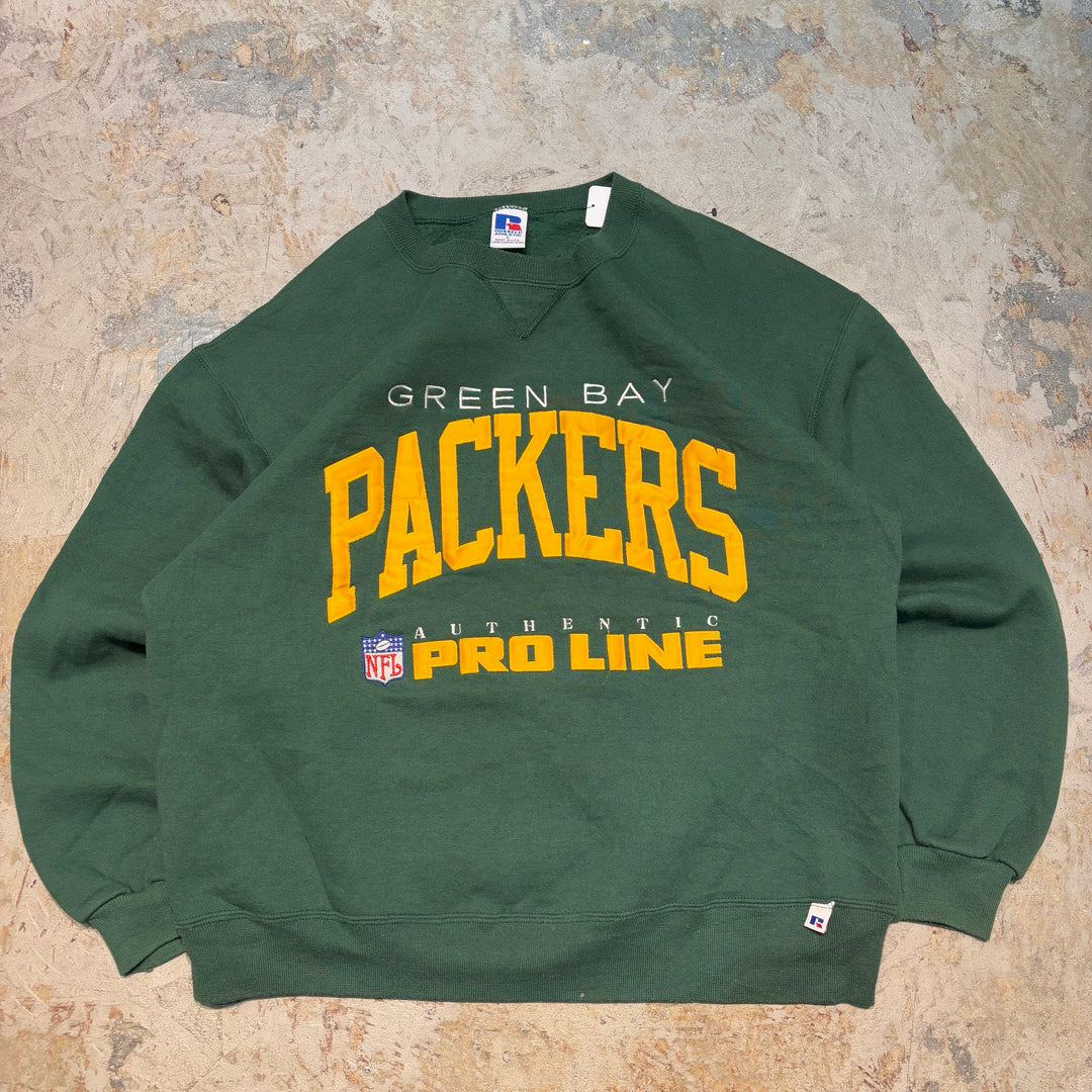 미국 80 년대에서 만든 중고 의류 ~ Russell Athletic/Russell Athletic/Green Bay Packers/NFL/Crew Neck Neck Sweatshirt/Size L