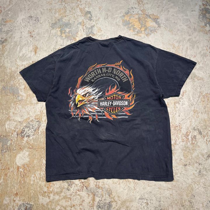 Used clothing Made in USA Harley-Davidson / Kansas City Store, Missouri / Printed T-shirt / Size XL