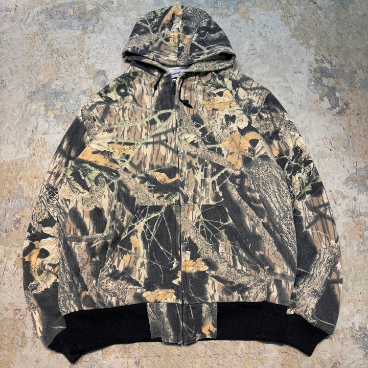 미국 80 년대 ~ Muleskins/Real Tree Pattern/Zip Hoodie/Size XL에서 만든 중고 의류