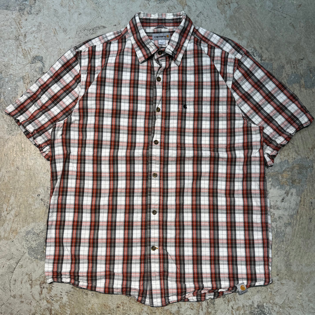 Used clothing carhartt/ short sleeve shirt/checked pattern/Size L