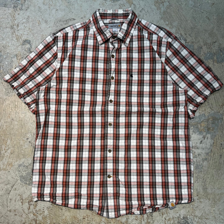 Used clothing carhartt/ short sleeve shirt/checked pattern/Size L