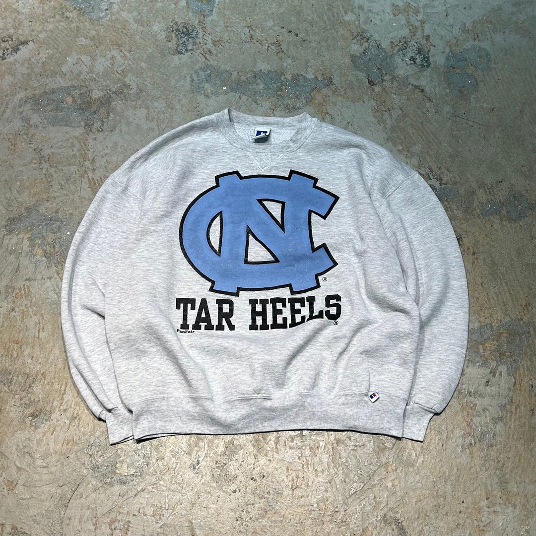 Used clothing Made in USA 80's~ RUSSELL/Russell/North Carolina Tar Heels/Crew Neck College Logo Sweatshirt/Size XL