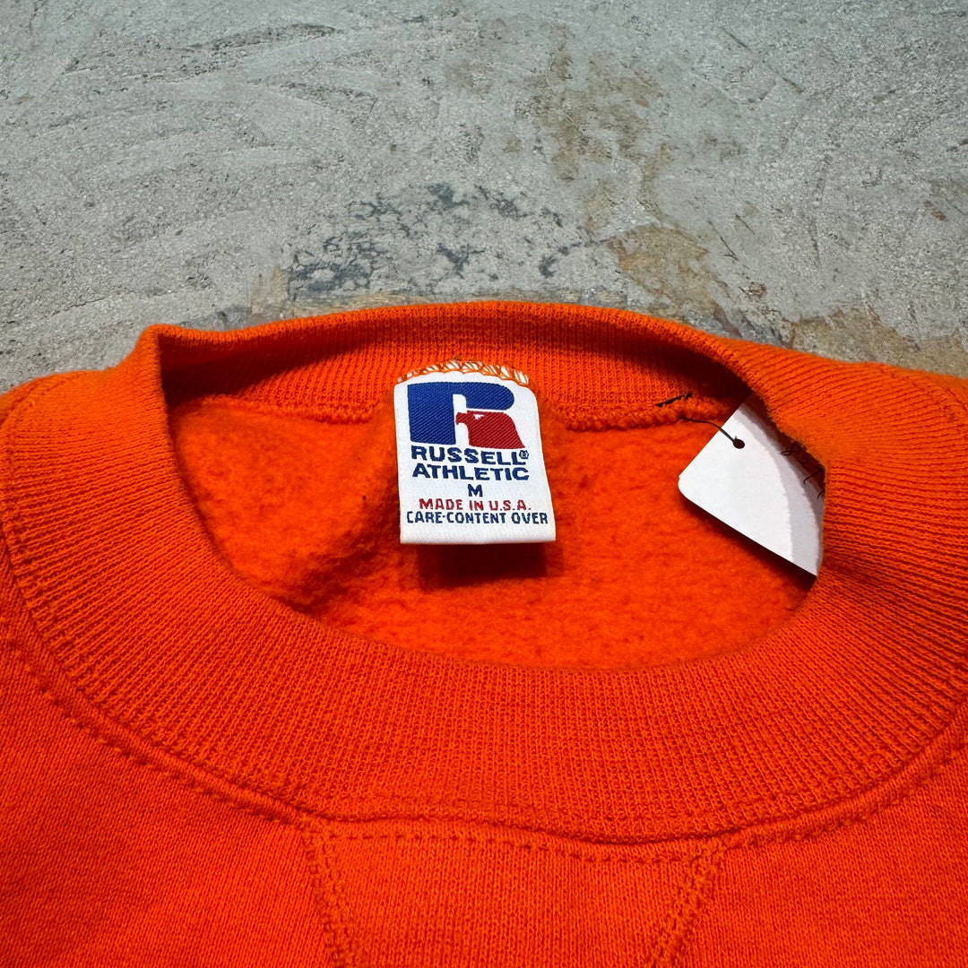 미국 80 년대에서 만든 중고 의류 ~ Russell Athletic/ Russell Athletic/ Blank Crew Neck Sweatshirt/ Plain/ Front V Gusset/ Size M