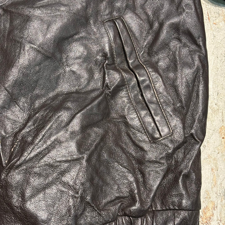 Second-hand clothing ST JOHN'S BAY/ St. John's Bay/ Genuine leather zip-up leather jacket/ Cowhide/ Size L
