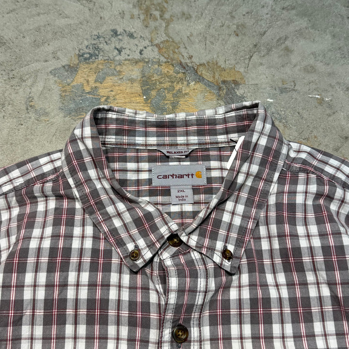 Used clothing carhartt/Carhartt/Button-down short sleeve shirt/Checked pattern/Remake/Size 2XL