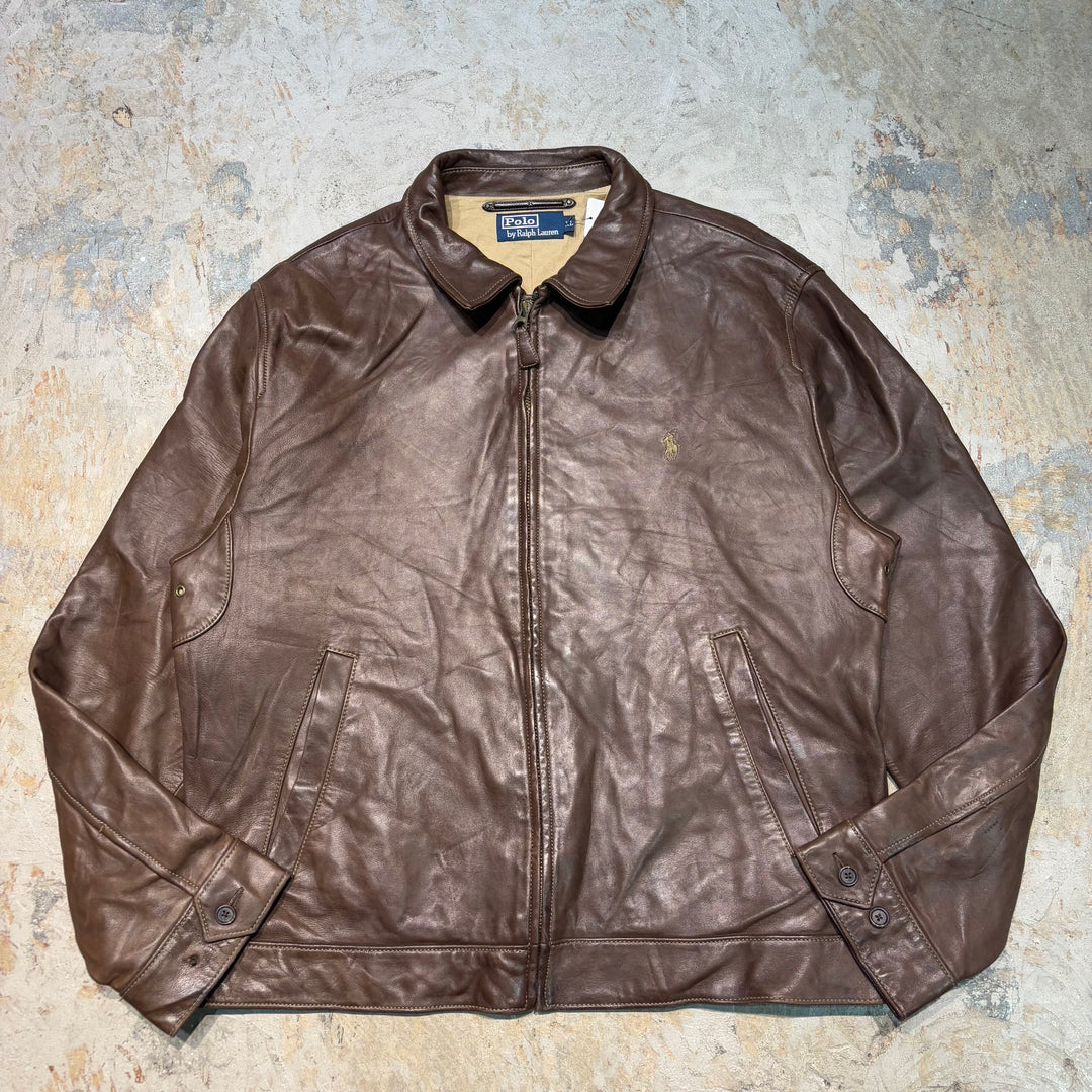 Used clothing 90's~ POLO by Ralph Lauren/ Polo Ralph Lauren/ Lamb leather swing top jacket/ Size XL