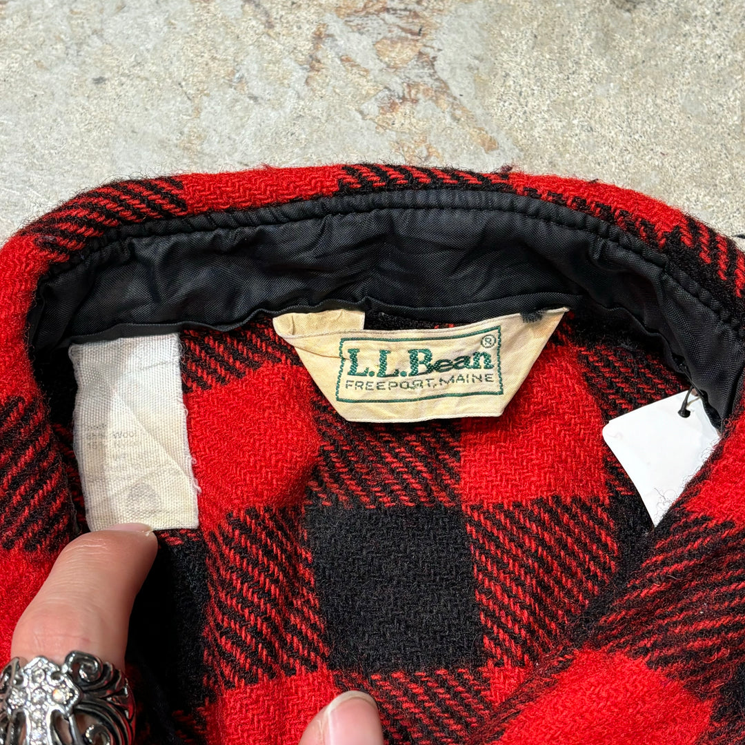 Used clothing 80's~ L.L.Bean/ L.L.Bean/ Wool shirt/Shirt jacket/Checked pattern/Size equivalent to XXL