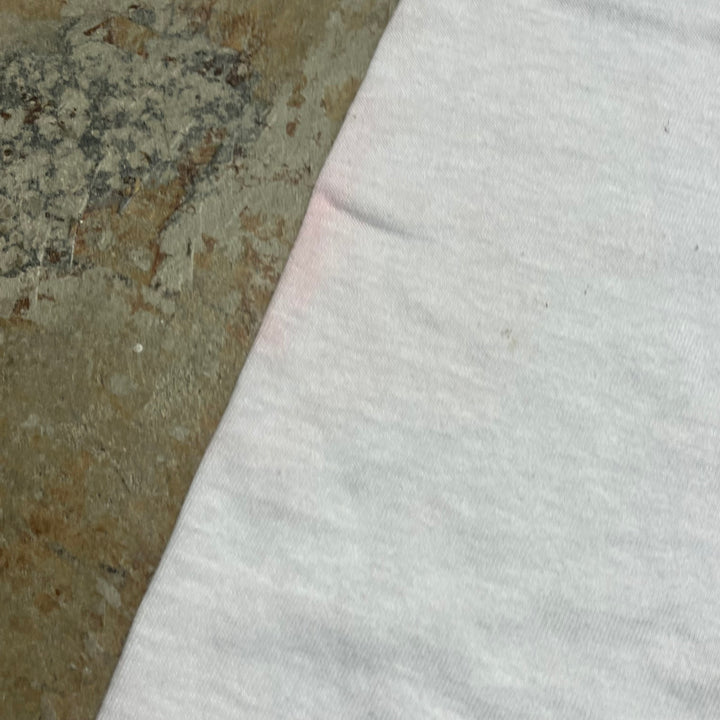 #4787 미국 80 년대에서 만든 중고 의류 ~ 종이 태그/빈티지 인쇄 링거 티셔츠/크기 m