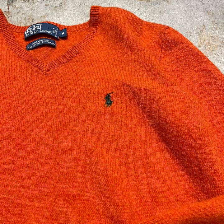 #3690古着/ラルフローレン/POLObyRalphLauren/ラムウールニット/LAMBS WOOL knit/Vネック/サイズM
