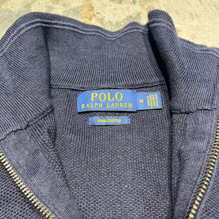 #3895 Ralph Lauren/Cotton Knit Half Zip Swiever Cotton Knit Zip/Size M의 사용 의류 폴로
