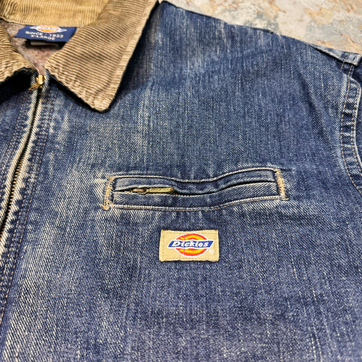 旧衣DICKIES/ dikies /拉链牛仔夹克/牛仔服/衣领灯芯绒/衬里毛毯/尺寸XL