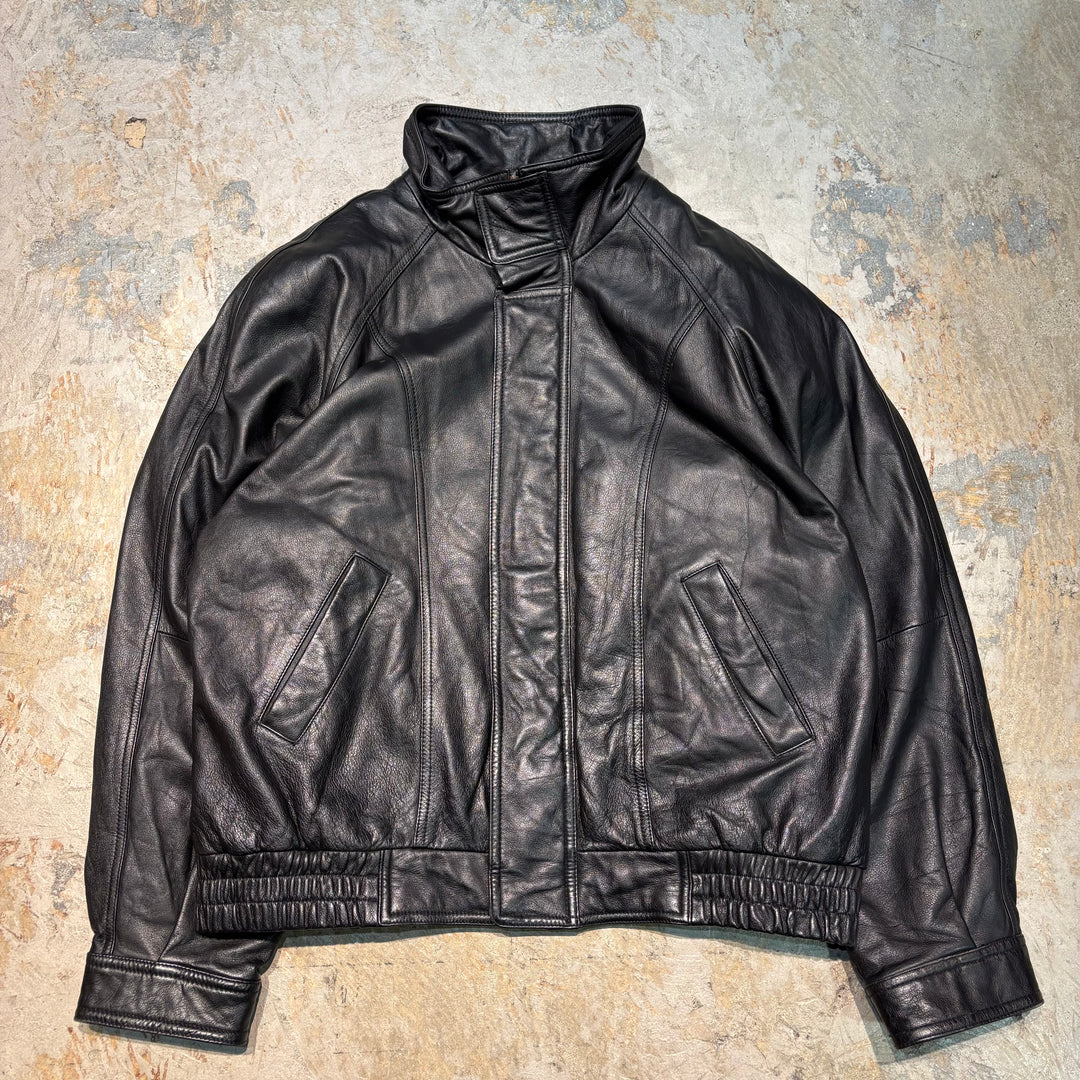 빈티지 런던 안개/ 런던 안개/ 풀 지퍼 가죽 자켓/ 크기 XL