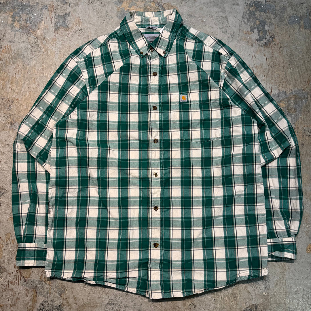 중고 의류 Carhartt/Carhartt/Button-Down 긴 슬리브 셔츠/점검 패턴/크기 l