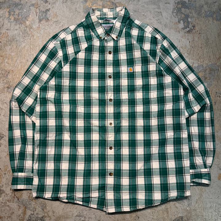 중고 의류 Carhartt/Carhartt/Button-Down 긴 슬리브 셔츠/점검 패턴/크기 l